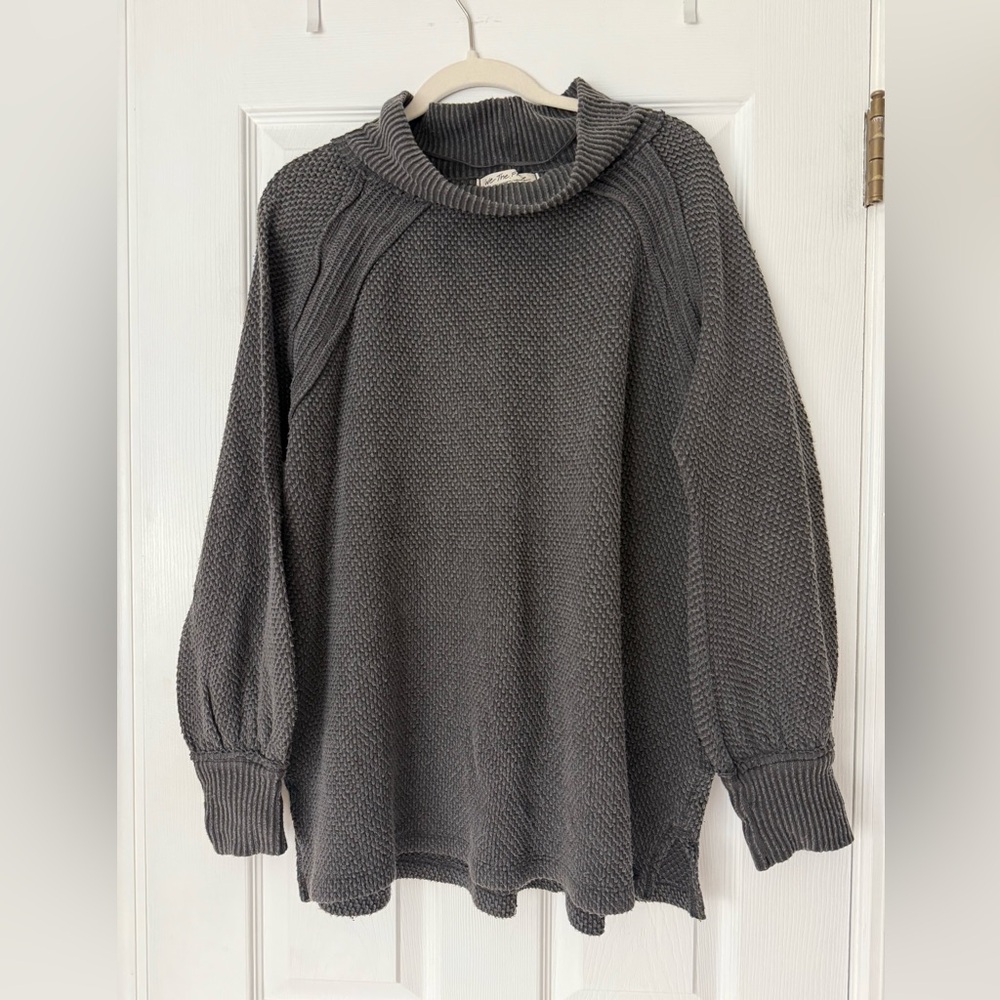 We The Free Charcoal Cowl Neck Sweater
